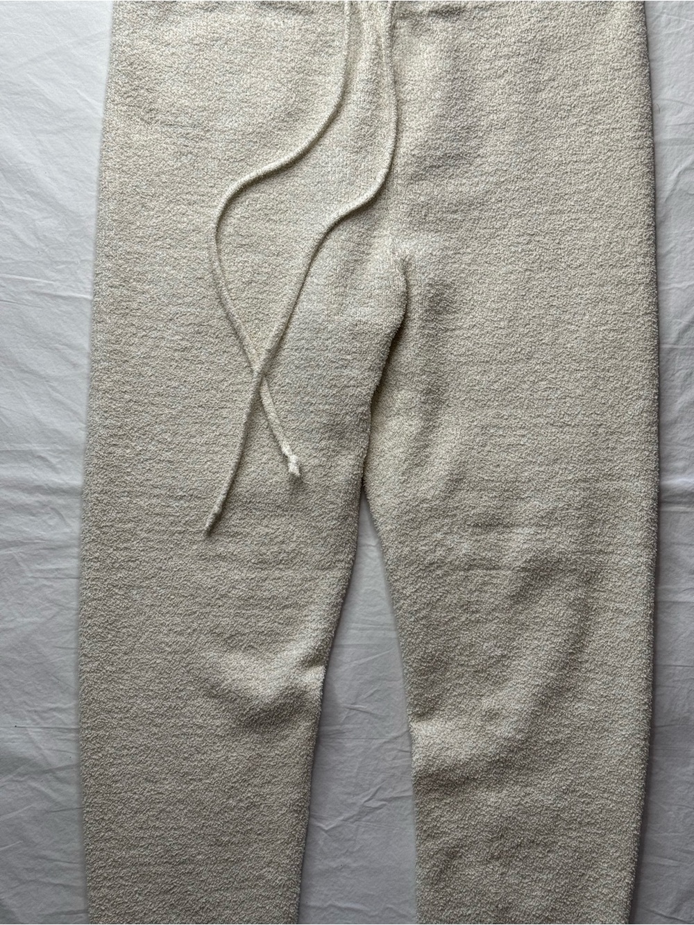 Uniqlo - Womens Cream Knit Joggers with Drawstring Teddy Pants - Picture 2 of 9